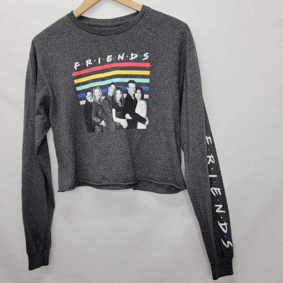 FRIENDS Cropped Boxy Long Sleeve Tee Shirt Size Medium - Picture 5 of 12